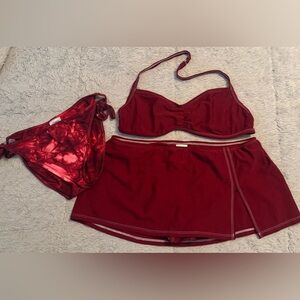 Lucky Tie Dye String Bikini Bottom & Isaac Mizrahi Skirted Swim Set (BUNDLE)